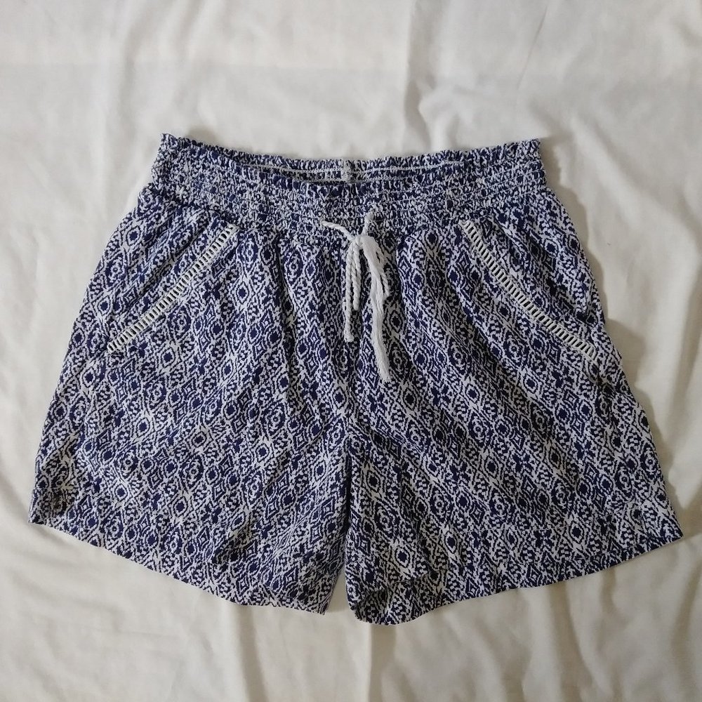 Women’s Navy Patterned Drawstring Shorts
